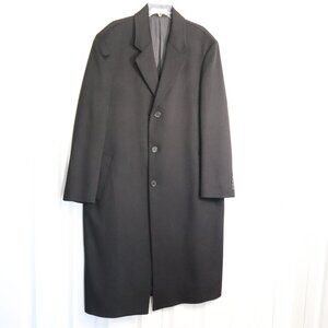 John W Nordstrom Mens Wool Cashmere Overcoat Black Long Size 44R NWOT Lined Warm